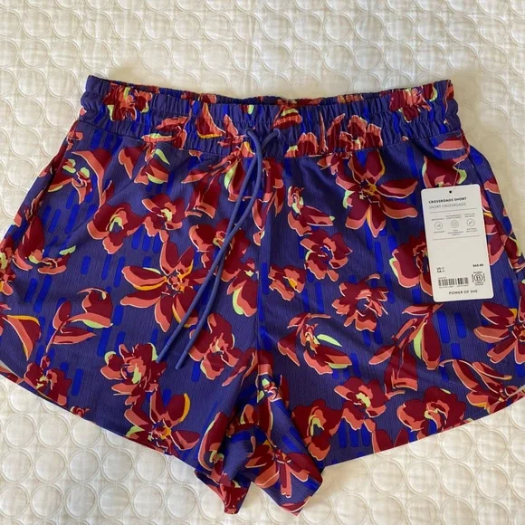 Athleta Floral Athletic Shorts - Red and Blue - Picture 2 of 12
